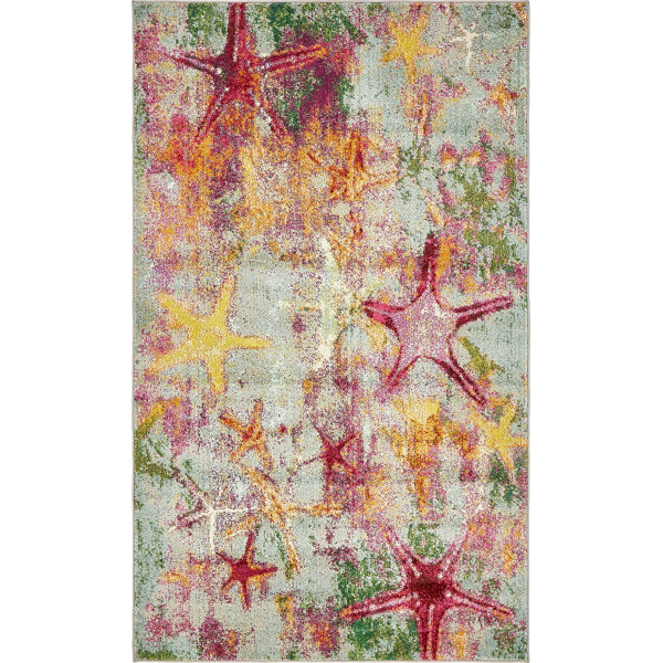 Ethel Beige/Pink Area Rug by Bayou Breeze